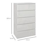 Homcom 5-drawer High Gloss Chest Of Drawers, Storage Cabinets, Modern Dresser, Storage Drawer Unit For Bedroom, White