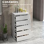 Homcom 5-drawer High Gloss Chest Of Drawers, Storage Cabinets, Modern Dresser, Storage Drawer Unit For Bedroom, White