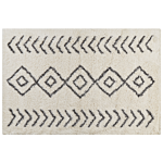 Area Rug Light Beige And Grey 200 X 300 Cm Shaggy Rectangular Geometric Pattern Boho Traditional Style Living Room Bedroom Beliani