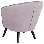 Armchair Pink Velvet Fabric Upholstery Glam Shell Back Accent Chair Beliani