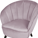 Armchair Pink Velvet Fabric Upholstery Glam Shell Back Accent Chair Beliani