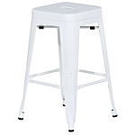 Set Of 2 Bar Stools White Steel 60 Cm Stackable Counter Height Industrial Beliani