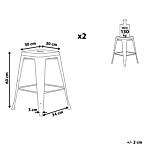 Set Of 2 Bar Stools White Steel 60 Cm Stackable Counter Height Industrial Beliani