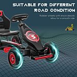 Homcom Children Pedal Go Kart, Racing Go Cart With Adjustable Seat, Inflatable Tyres, Shock Absorb, Handbrake, For Boys And Girls Ages 5-12, Red