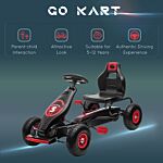 Homcom Children Pedal Go Kart, Racing Go Cart With Adjustable Seat, Inflatable Tyres, Shock Absorb, Handbrake, For Boys And Girls Ages 5-12, Red