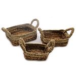 Banana Leaf & Seagrass Square Basket- Set Of 3