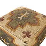 Pouffe Multicolour Jute Wool 50 X 50 X 30 Cm Geometric Pattern Square Boho Modern Footstool Upholstered Seat Beliani