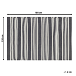 Outdoor Rug Mat Black And Light Grey Synthetic 120 X 180 Cm Striped Pattern Modern Beliani