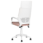 Office Chair Pink And White Fabric Swivel Desk Computer Adjustable Seat Reclining Backrest Beliani