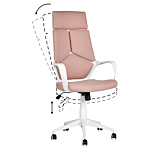 Office Chair Pink And White Fabric Swivel Desk Computer Adjustable Seat Reclining Backrest Beliani