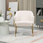 Homcom Accent Chair, Living Room Armchair, Vanity Chair With Gold Plating Metal Legs And Soft Padded Seat For Bedroom And Café, Set Of 2, White