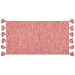 Area Rug Red Cotton 80 X 150 Cm Rectangular Thick Weave Living Room Bedroom Decor Beliani