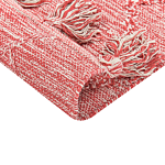 Area Rug Red Cotton 80 X 150 Cm Rectangular Thick Weave Living Room Bedroom Decor Beliani