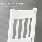 Homcom Dining Chairs Set Of 4, Kitchen Chair With Slat Back, Pine Wood Structure For Living Room And Dining Room, White