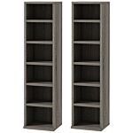 Homcom Cd Media Display Shelf Unit Tower Rack With Adjustable Shelves, Set Of 2