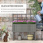 Outsunny Wooden Raised Planter With Trellis For Vine Climbing Plants, Elevated Garden Bed With Drainage Holes And Bed Liner