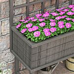 Outsunny Wooden Raised Planter With Trellis For Vine Climbing Plants, Elevated Garden Bed With Drainage Holes And Bed Liner
