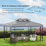 Outsunny 3x4m Gazebo Replacement Roof Canopy, 2 Tier Top Uv Cover Garden Outdoor Awning Shelters, Light Grey (top Only)