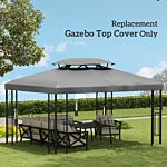 Outsunny 3x4m Gazebo Replacement Roof Canopy, 2 Tier Top Uv Cover Garden Outdoor Awning Shelters, Light Grey (top Only)