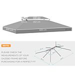Outsunny 3x4m Gazebo Replacement Roof Canopy, 2 Tier Top Uv Cover Garden Outdoor Awning Shelters, Light Grey (top Only)