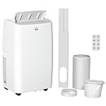 Homcom 12,000 Btu Portable Air Conditioner Dehumidifier Cooling Fan For Room Up To 25m², With Remote, Led Display, 24h Timer, Window Mount Kit, White