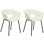 Set Of 2 Dining Chairs Off-white Boucle Seats Armless Metal Legs For Dining Room Kitchen Beliani