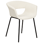 Set Of 2 Dining Chairs Off-white Boucle Seats Armless Metal Legs For Dining Room Kitchen Beliani