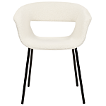 Set Of 2 Dining Chairs Off-white Boucle Seats Armless Metal Legs For Dining Room Kitchen Beliani