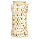 Candle Lantern Natural Bamboo Wood 38 Cm With Glass Candle Holder Boho Style Indoor Beliani