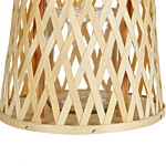 Candle Lantern Natural Bamboo Wood 38 Cm With Glass Candle Holder Boho Style Indoor Beliani