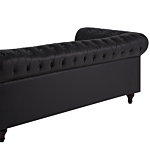 Chesterfield Sofa Black Faux Leather Upholstery Dark Wood Legs 3 Seater Contemporary Beliani