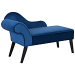 Chaise Lounge Blue Velvet Upholstery Dark Wood Legs Left Hand Retro Beliani