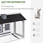 Pawhut Guinea Pigs Hutches Wood Bunny Cage For Outdoor Indoor With Pull Out Tray Run Box Ramp Asphalt Roof For Small Animals Grey