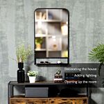 Homcom Square Wall Mirror With Storage Shelf, 86 X 53 Cm Modern Mirrors For Bedroom, Living Room, Black