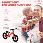 Aiyaplay 12" Kids Balance Bike, Lightweight Training Bike For Children No Pedal With Adjustable Seat, Rubber Wheels - Red