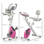 Homcom Folding Exercise Bike, 8 Level Magnetic Resistance Indoor Stationary Bike, Upright Fitness Bike With Backrest Tablet Holder, 5 Level Adjustable Seat Height, White