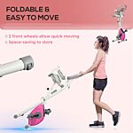 Homcom Folding Exercise Bike, 8 Level Magnetic Resistance Indoor Stationary Bike, Upright Fitness Bike With Backrest Tablet Holder, 5 Level Adjustable Seat Height, White