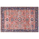 Area Rug Red And Blue Cotton 200 X 300 Cm Rectangular Oriental Pattern Boho Style Living Room Bedroom Beliani