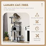 Pawhut Cat Tree Tower For Indoor Cats, With Scratching Post, Cat House, Toy, Grey