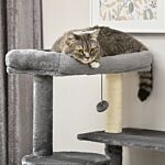 Pawhut Cat Tree Tower For Indoor Cats, With Scratching Post, Cat House, Toy, Grey