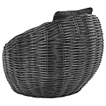 Garden Chair Black Natural Rattan Wicker With Polyester Cushion Modern Design Outdoor Lounging Furniture Beliani