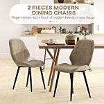 Homcom Velvet Dining Chairs, Set Of 2 Dining Room Chairs With Metal Legs For Living Room, Dining Room, Light Brown