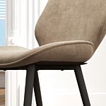 Homcom Velvet Dining Chairs, Set Of 2 Dining Room Chairs With Metal Legs For Living Room, Dining Room, Light Brown