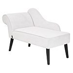 Chaise Lounge White Polyester Fabric Upholstery Black Wood Legs Left Hand Retro Design Beliani