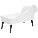 Chaise Lounge White Polyester Fabric Upholstery Black Wood Legs Left Hand Retro Design Beliani