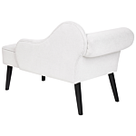 Chaise Lounge White Polyester Fabric Upholstery Black Wood Legs Left Hand Retro Design Beliani