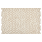 Area Rug Beige Cotton 140 X 200 Cm Minimalistic Tufted Geometric Pattern Living Room Bedroom Beliani