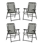 Outsunny Pieces Patio Folding Chair Set, Outdoor Portable Loungers For Camping Pool Beach Deck, Lawn Chairs With Armrest Steel Frame, Mixed Grey