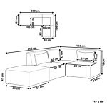 Modular Left Corner Sofa Off White Corduroy With Ottoman 3 Seater Sectional Sofa Modern Design Beliani