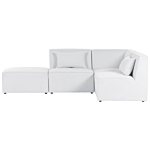 Modular Left Corner Sofa Off White Corduroy With Ottoman 3 Seater Sectional Sofa Modern Design Beliani